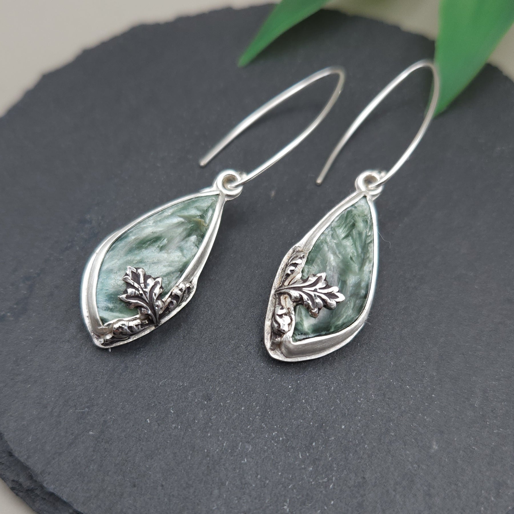 Fairy forest dangles - Sterling silver & seraphinite