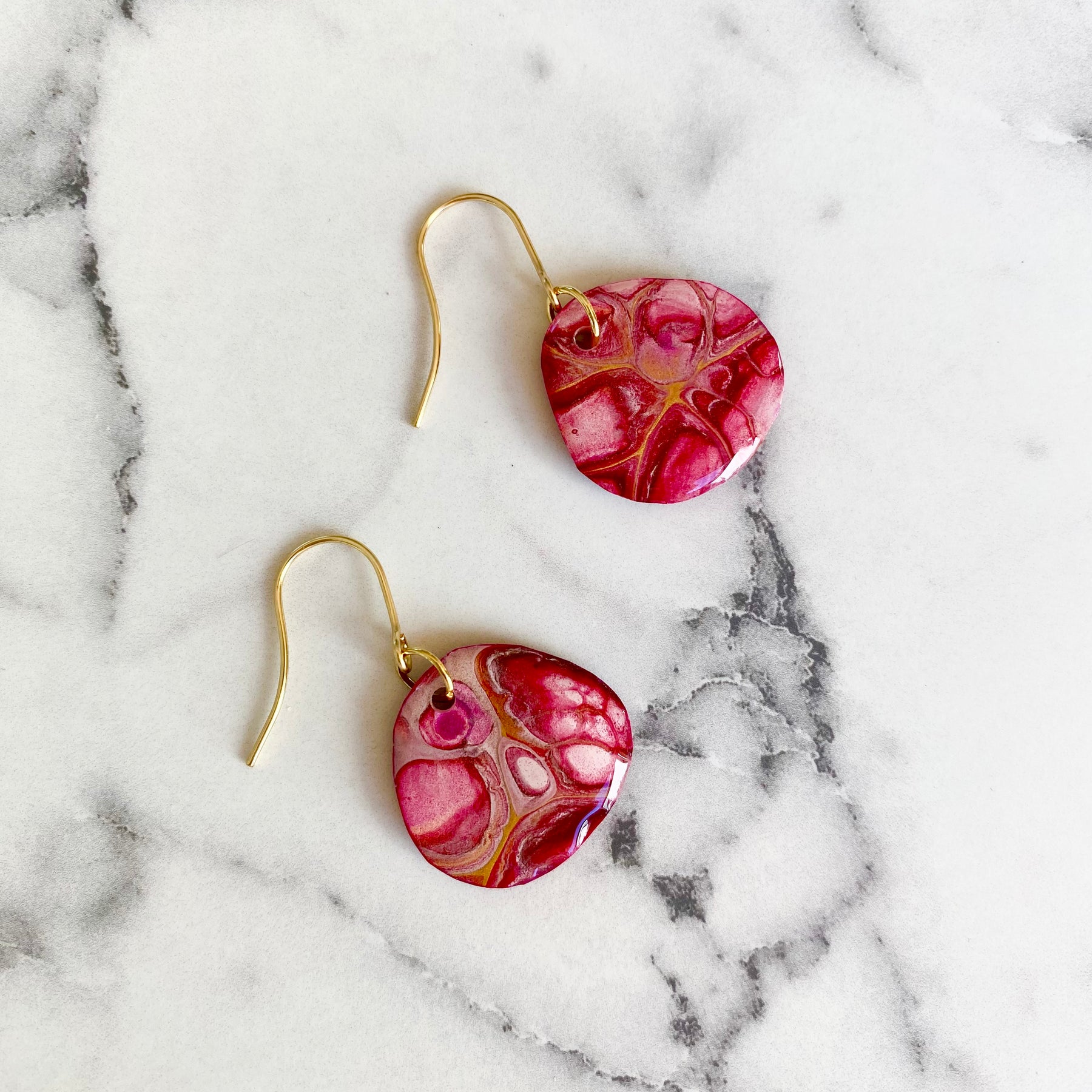Rich Burgundy and Gold Arty Earrings
