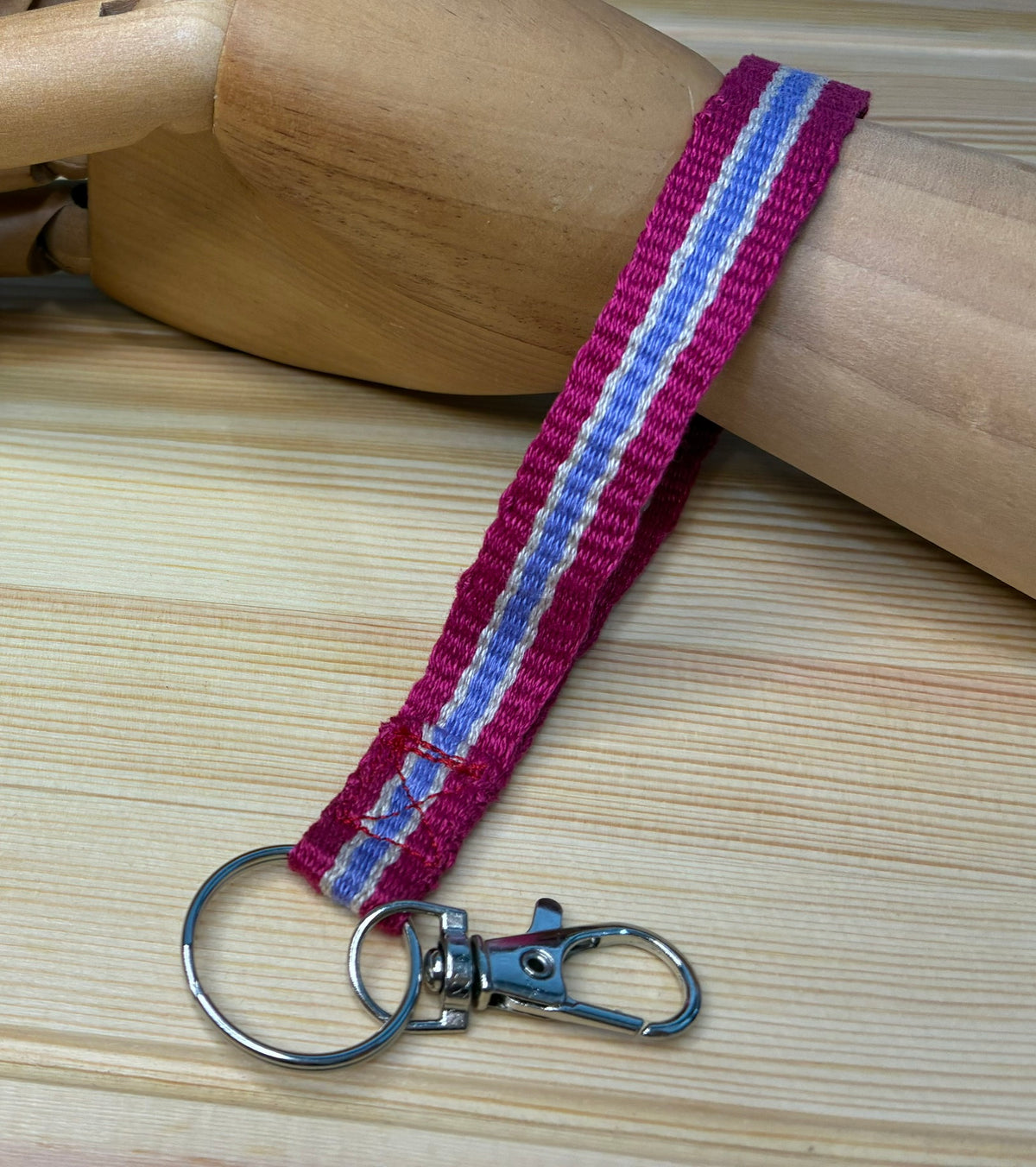 Looping Style - Raspberry Handwoven Wristlet Key Fob