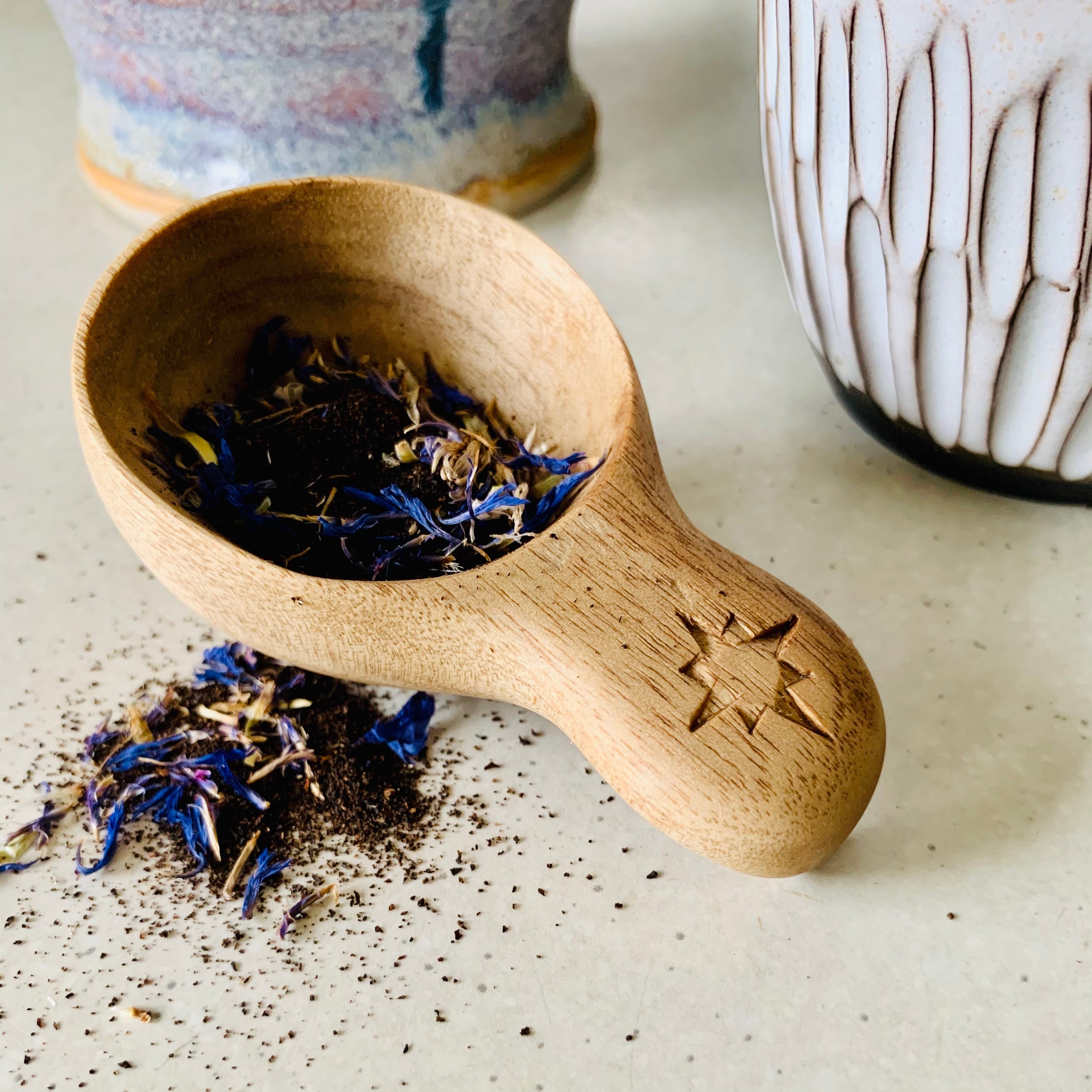 Handcarved Rustic Wooden Tablespoon Measure