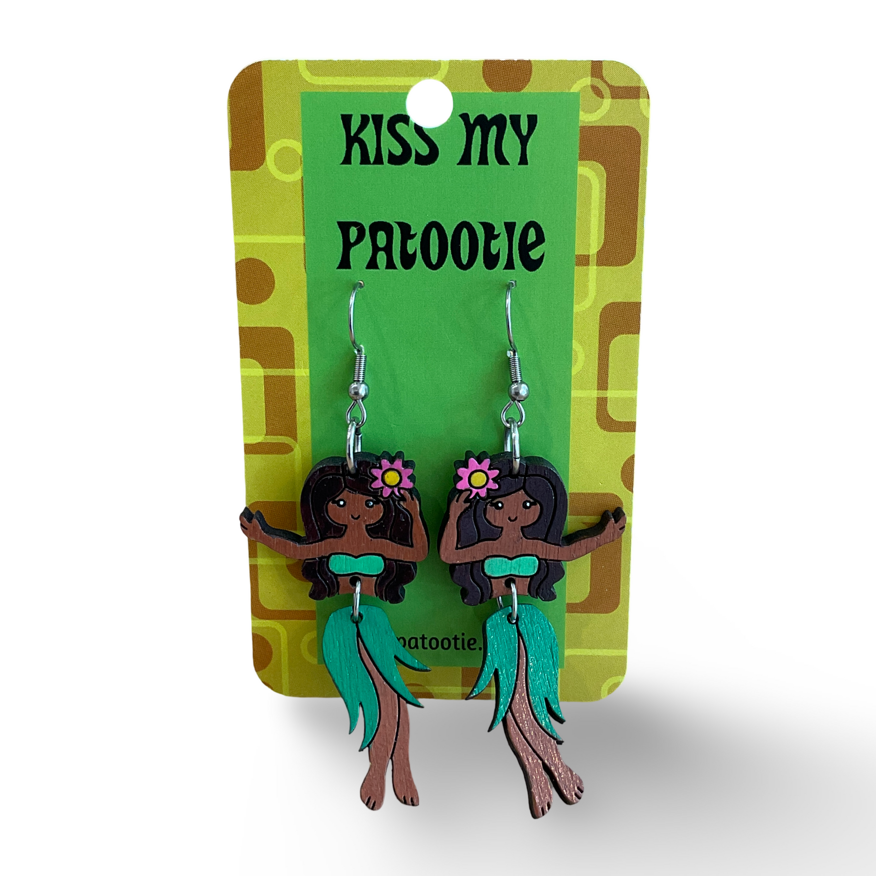 Hawaiian hula girl earrings - hand painted