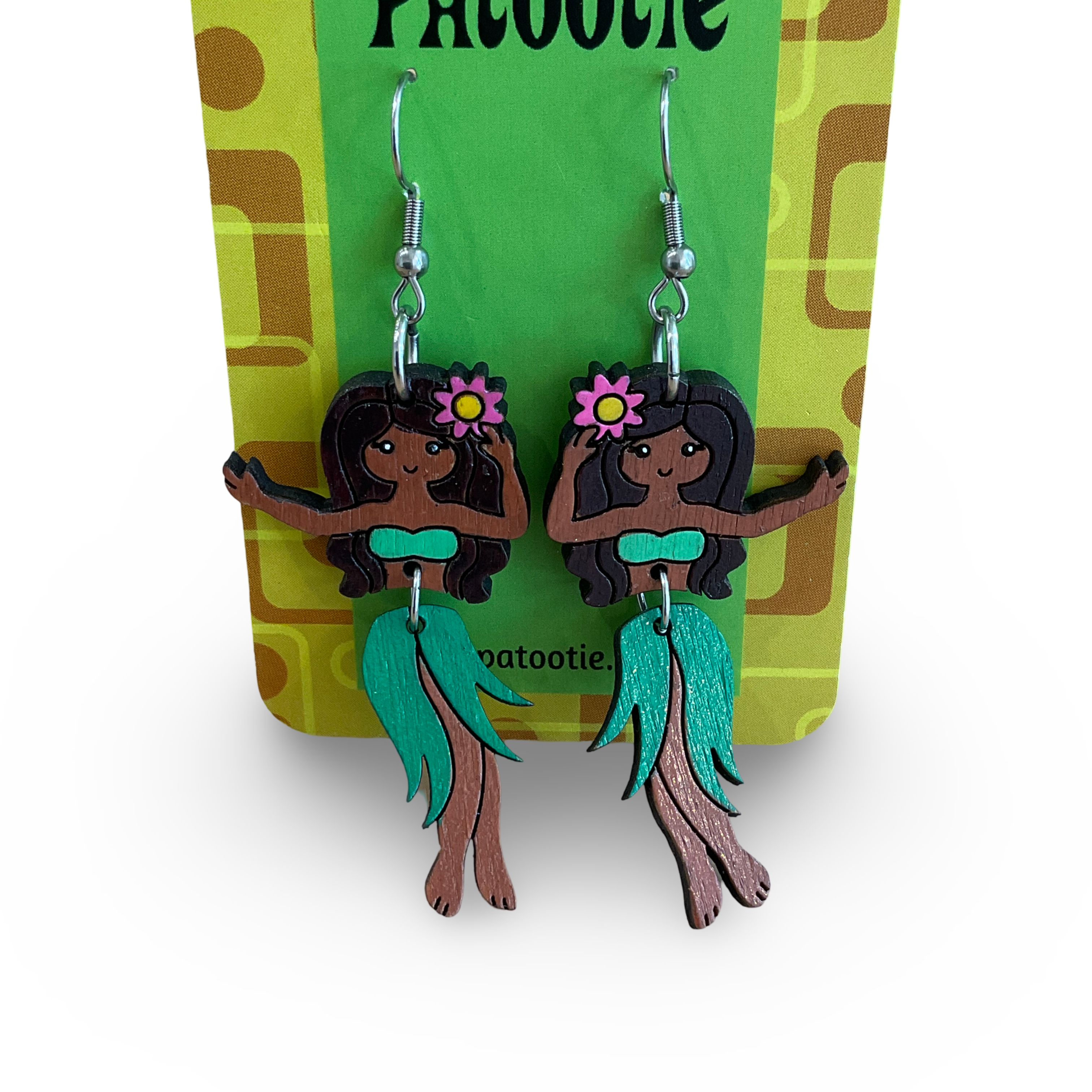 Hawaiian hula girl earrings - hand painted