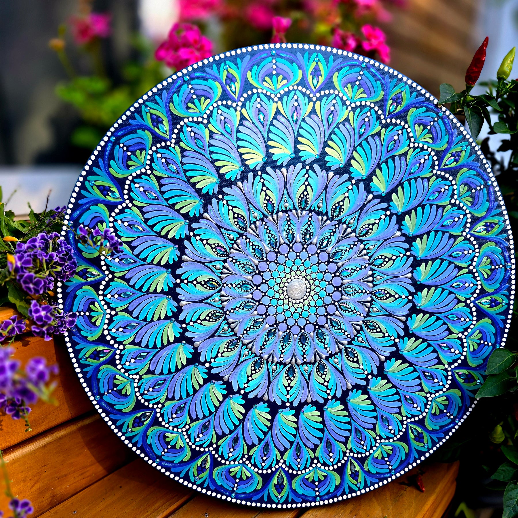 "Maris" - Original, one of a kind mandala painting.