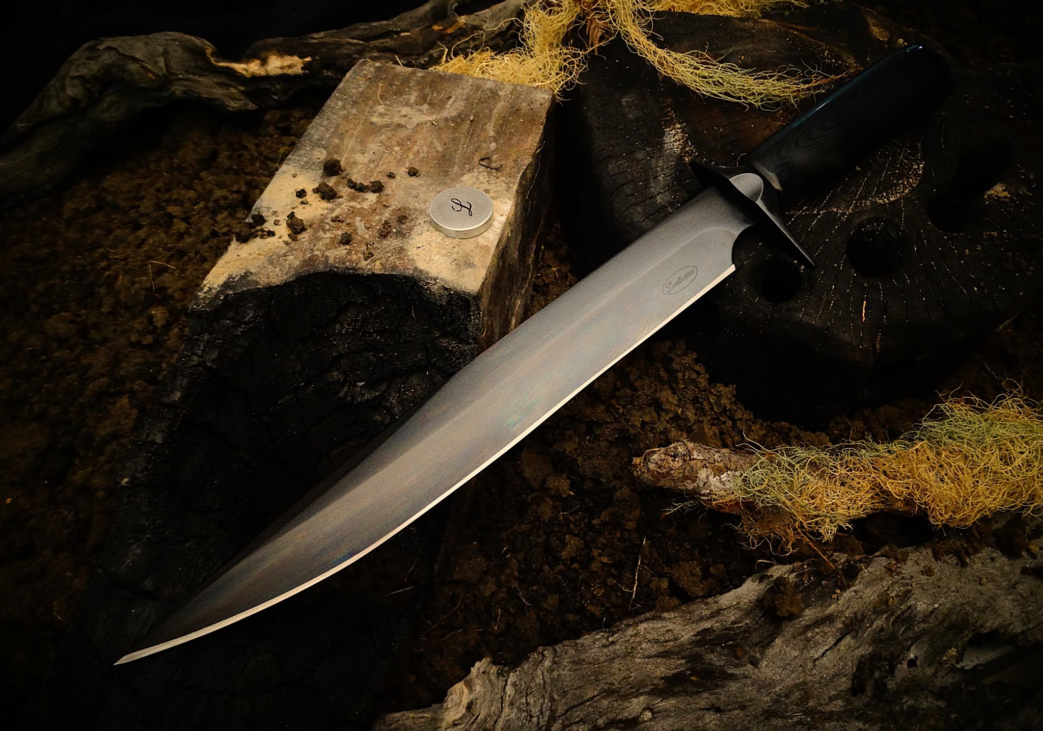 Outdoor hunting knife leather sheath timber wood craft