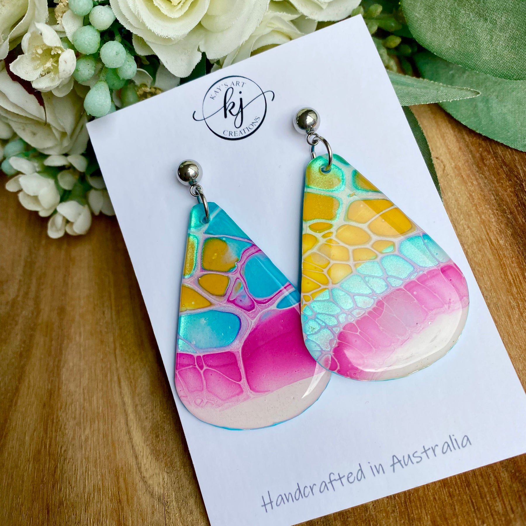 Hand Painted mismatched Dangle Earrings