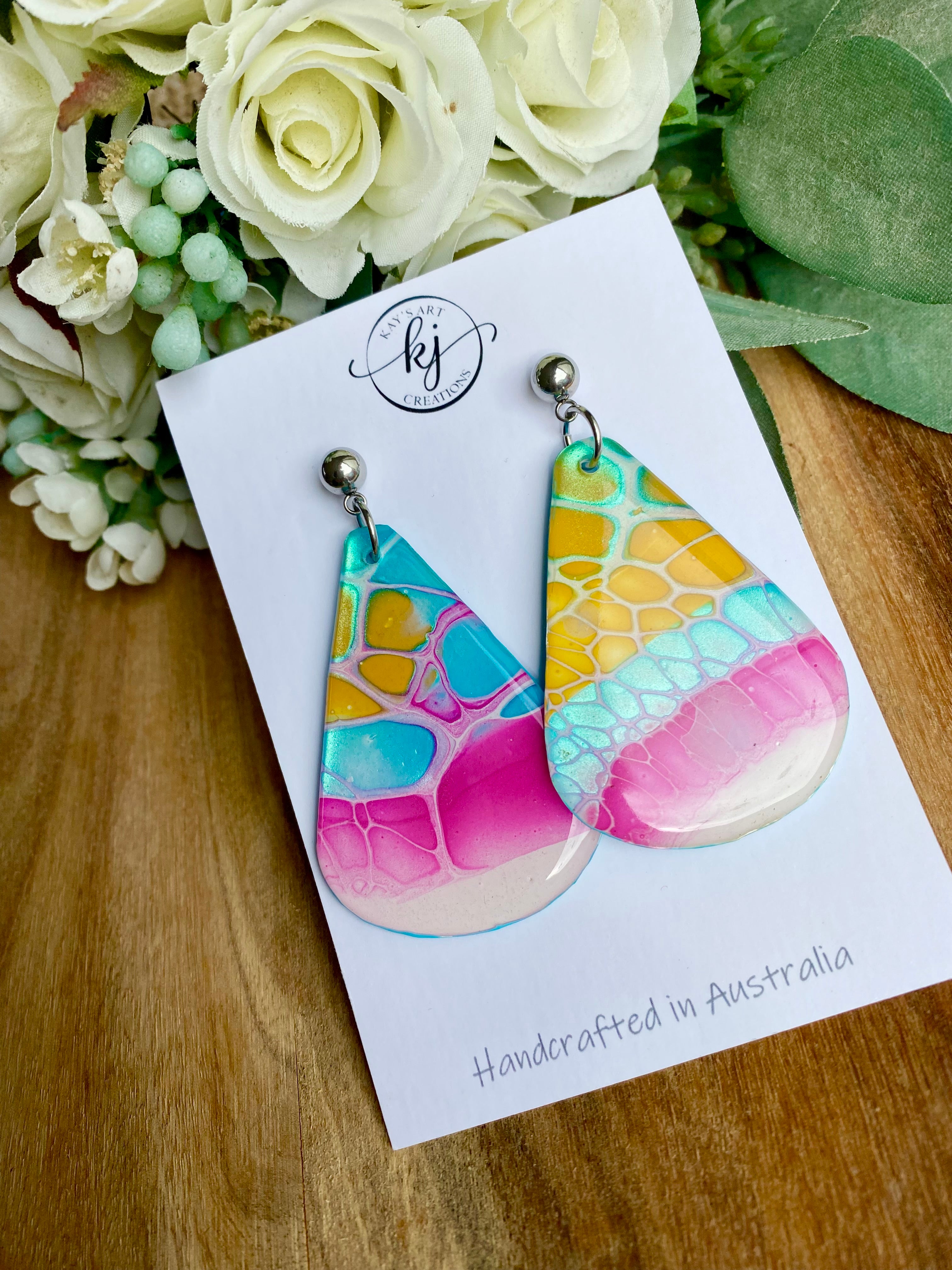 Hand Painted mismatched Dangle Earrings
