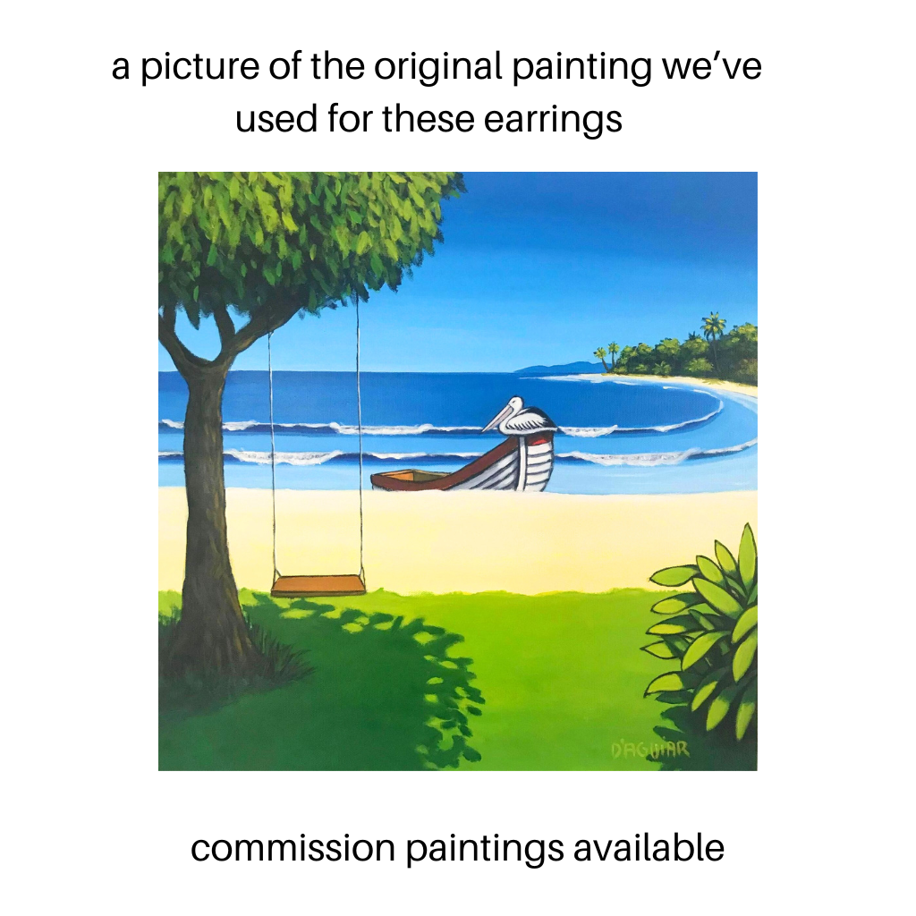 Pelican earrings. Wearable Art by David D'Aguiar