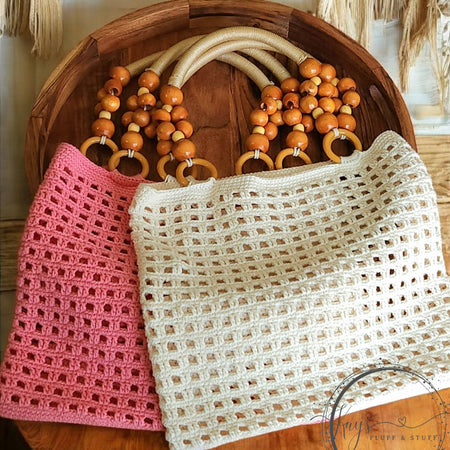 Crochet Market Bags with Beaded Handles