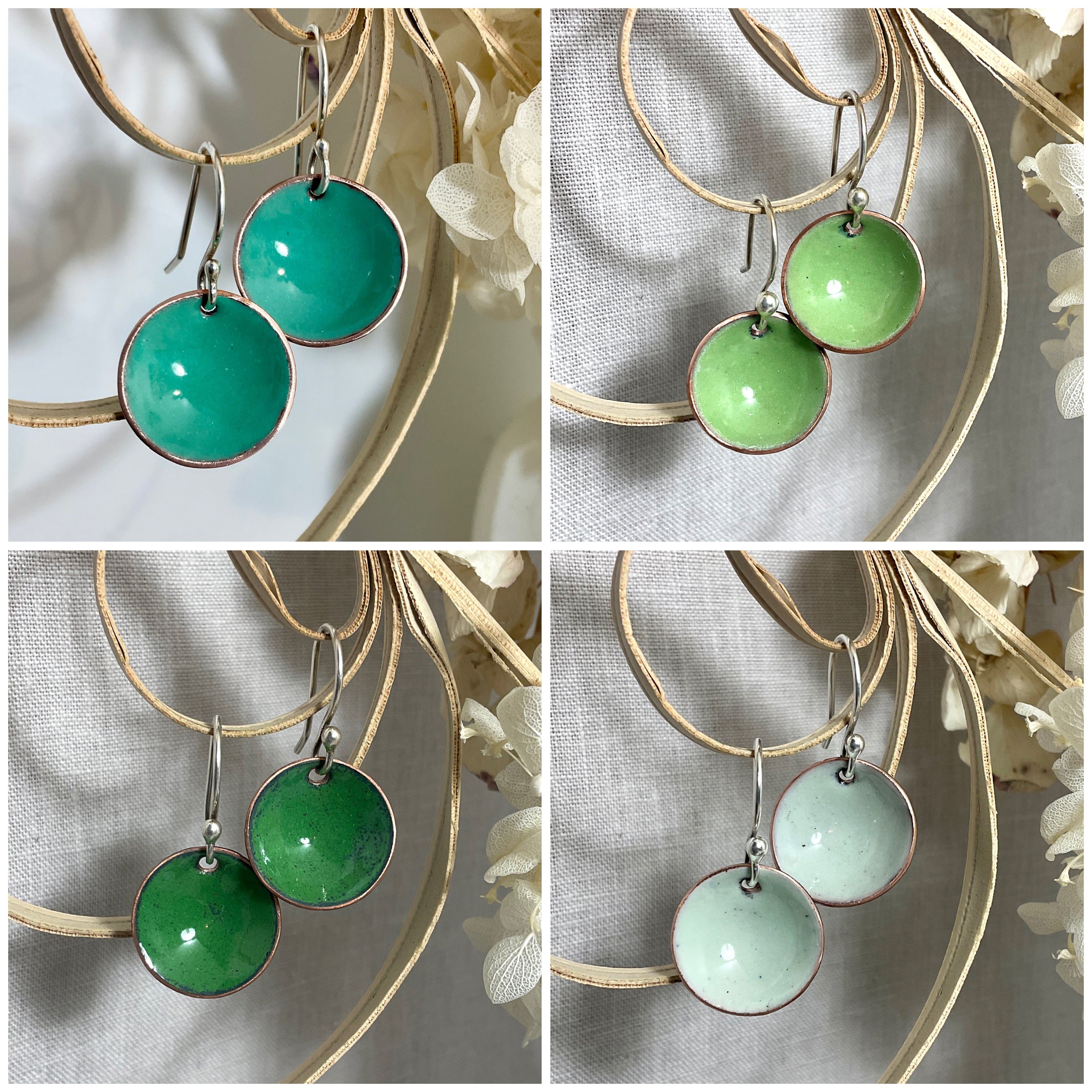 Everyday earrings. Green tones