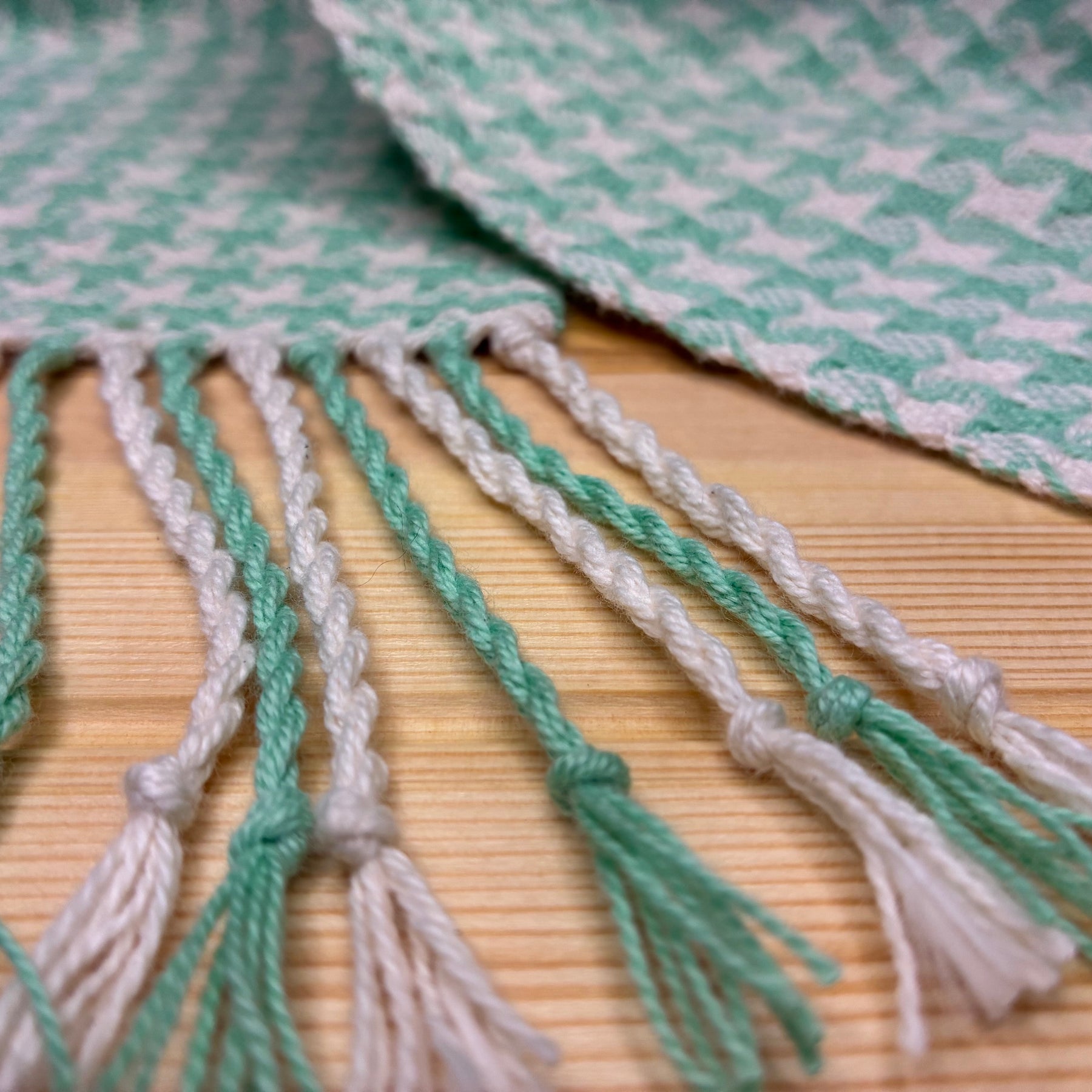 Mint Stardust - Handwoven 100% cotton Star Twill Scarf