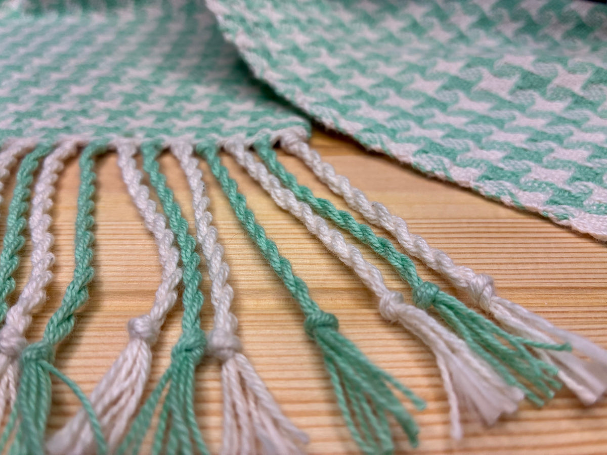 Mint Stardust - Handwoven 100% cotton Star Twill Scarf