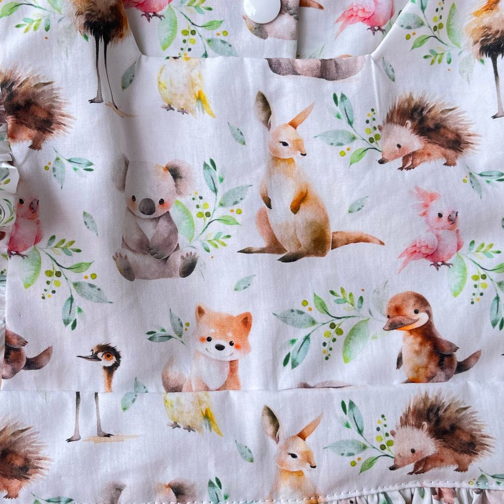 Handmade Pinafore Dress | Baby Aussie Animals | Sizes 3,4 and 5