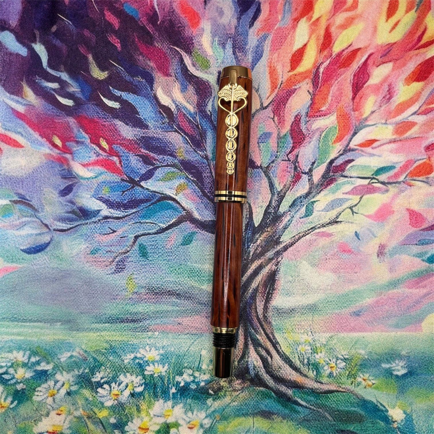Castellar Rollerball Pen  Hairy Oak · Gold Accents