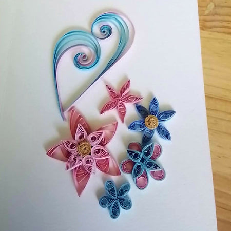 Pink and Blue Flower Card, wall art