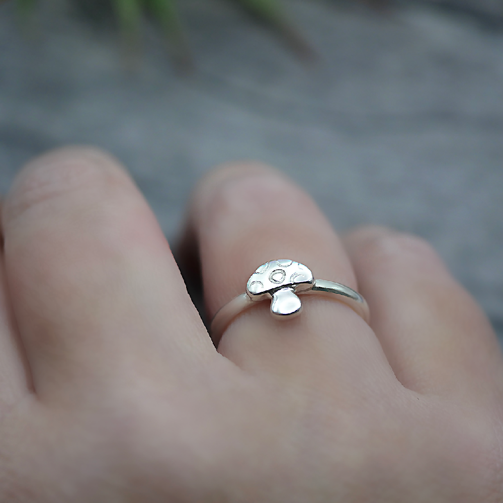mushroom ring sterling silver hand sml