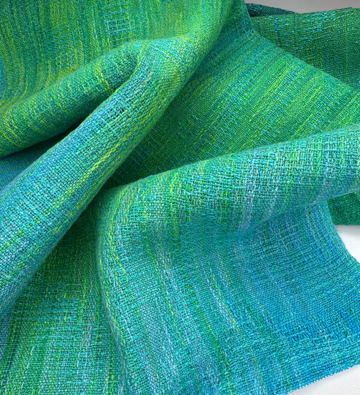 Hand-Dyed and Handwoven Linen/Cotton Tea Towels (Blue weft)