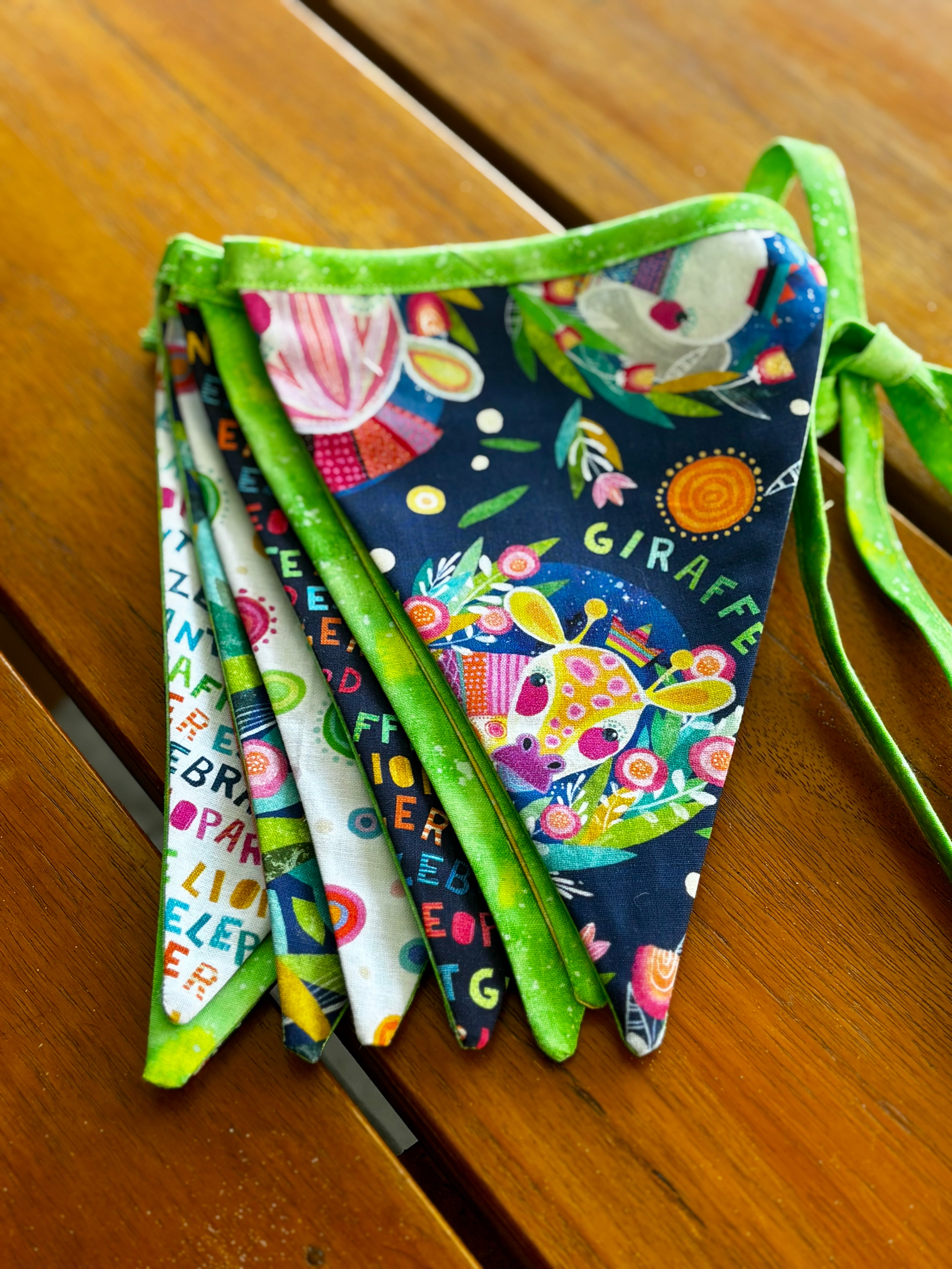 Sustainable Party Time Bunting 12 Flags Double Sided & 3 Metres Long