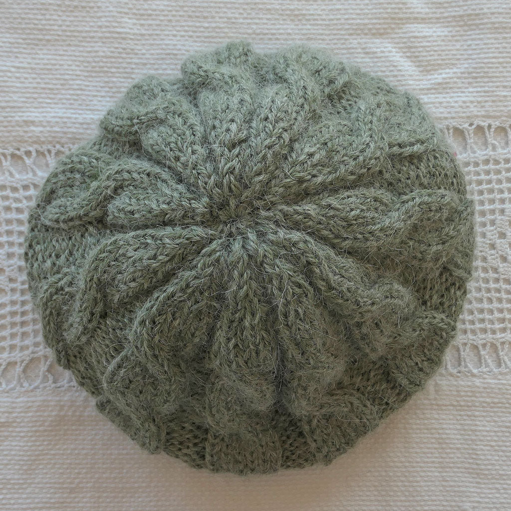 Beanie: Green, adult, handmade, cabled design, free shipping