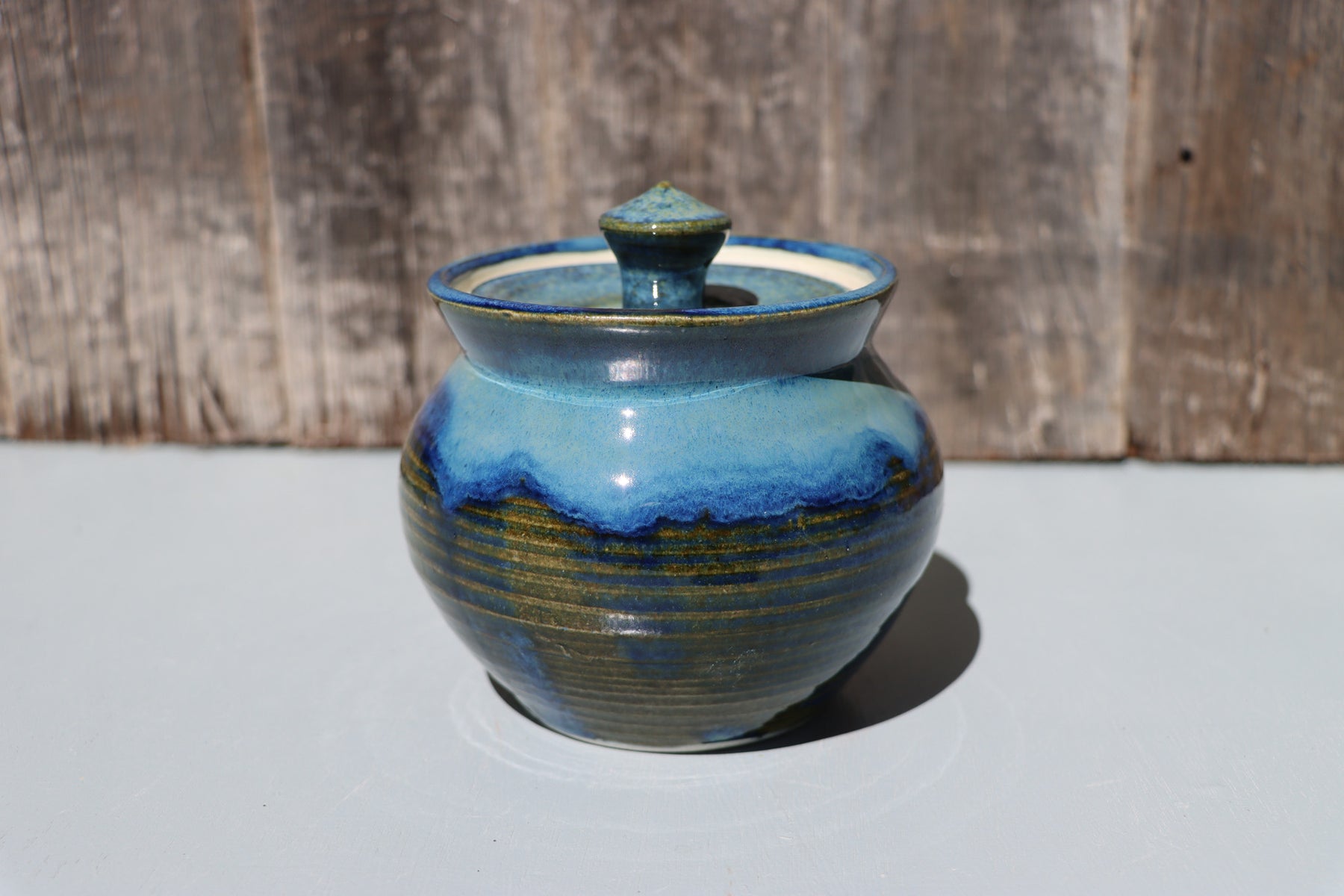 Blue lidded jars - Hand Made Thrown High Fired Stoneware