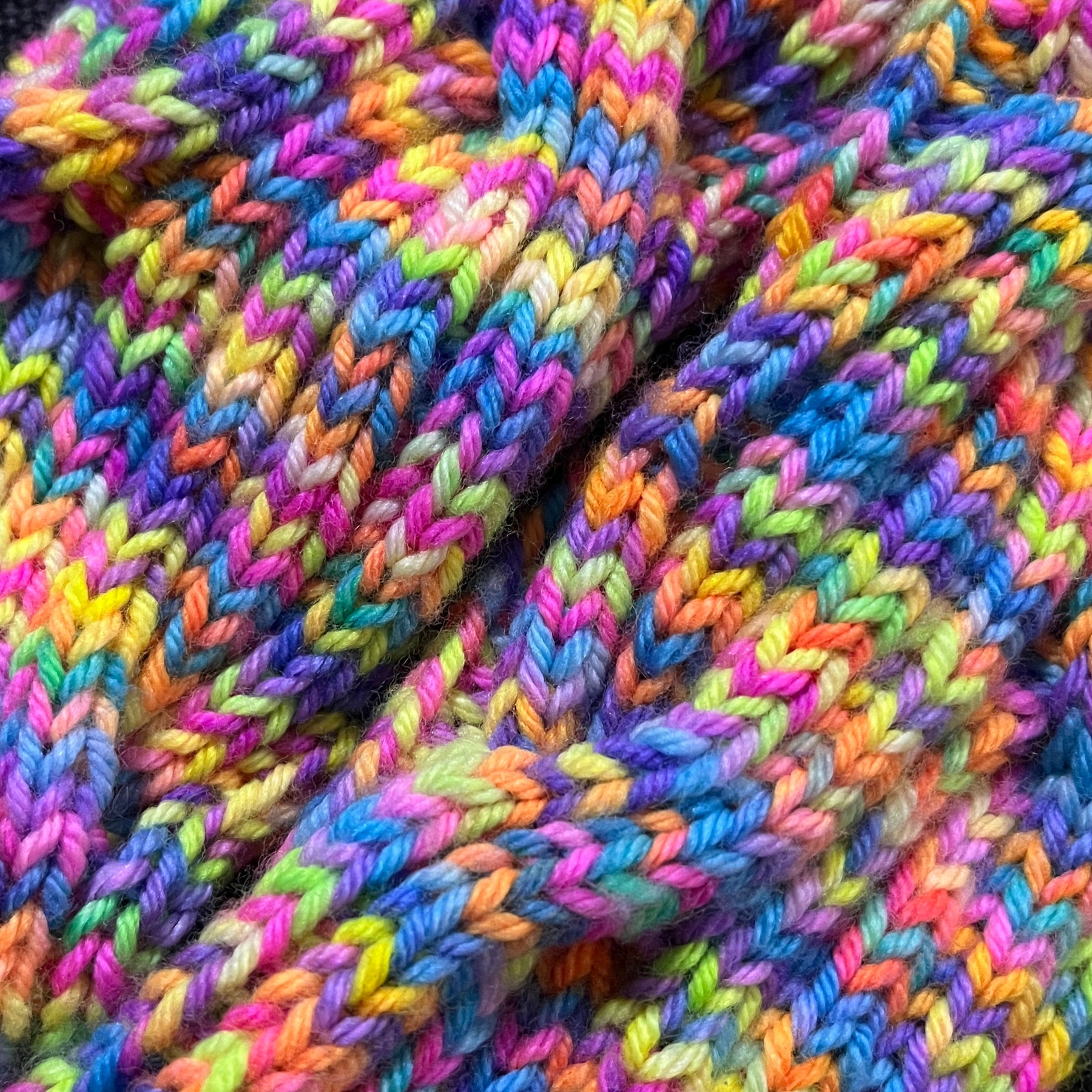 Hand knit neon cable slouch socks using Australian hand dyed yarn