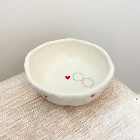 Assorted Handmade Ceramics- Valentine's Day Love Heart Trinket Dish- Spackle