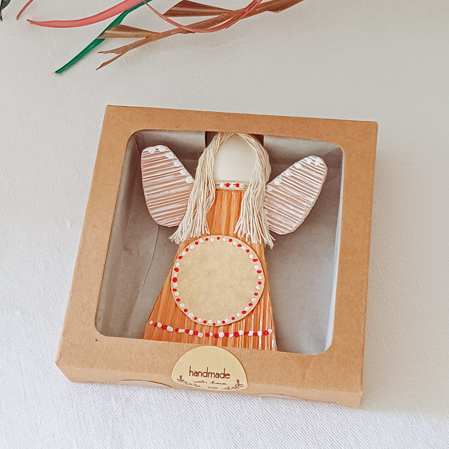 Hello - Little Palm Leaf Angel, Place for Handwritten Message