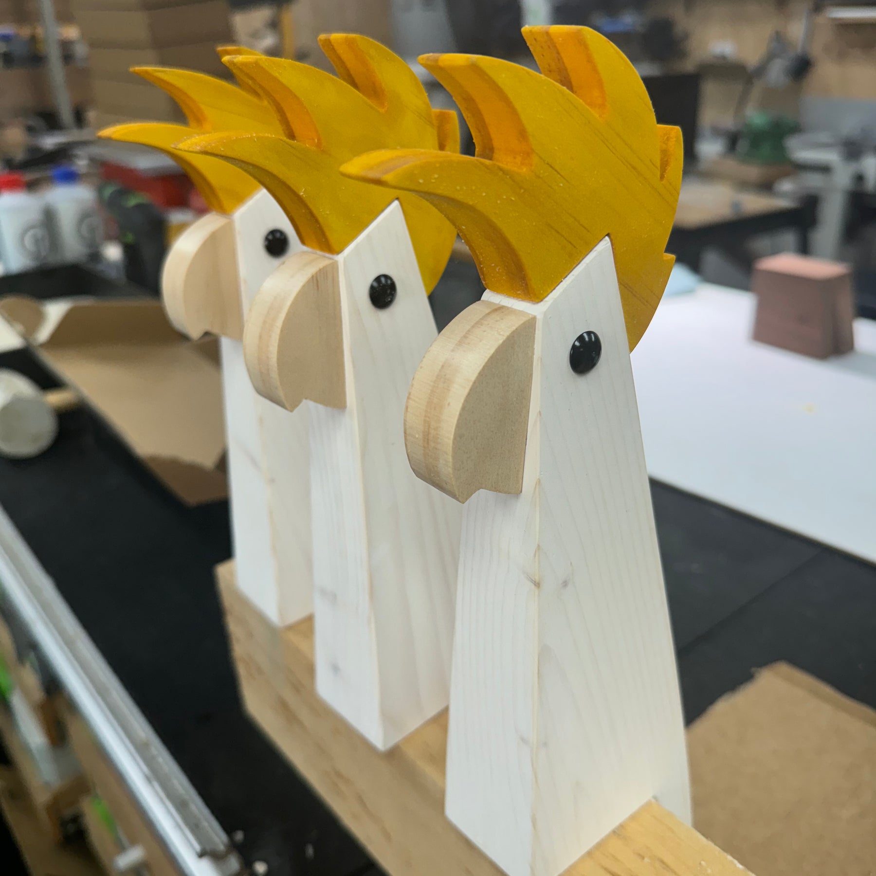 SULPHUR CRESTED  COCKATOO - Timber bird sculpture - Handmade Australian native bird art, gift & home decor