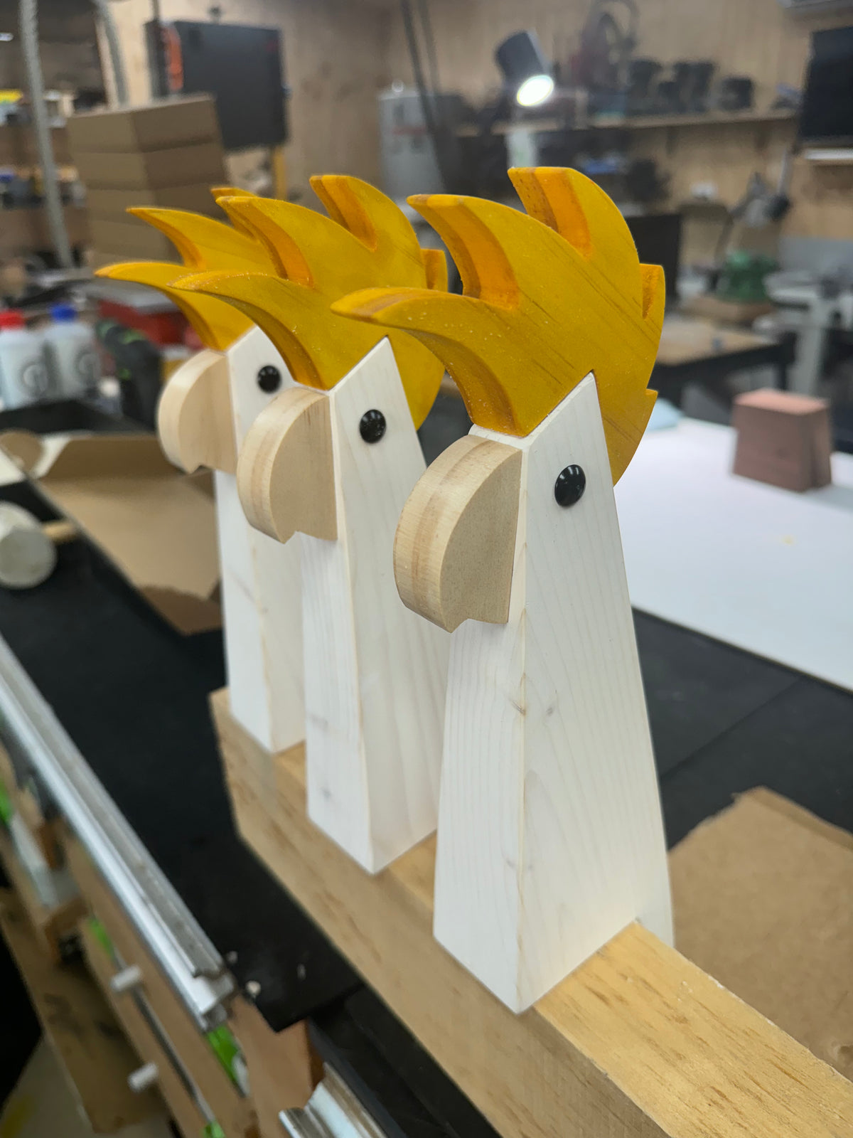 SULPHUR CRESTED  COCKATOO - Timber bird sculpture - Handmade Australian native bird art, gift & home decor