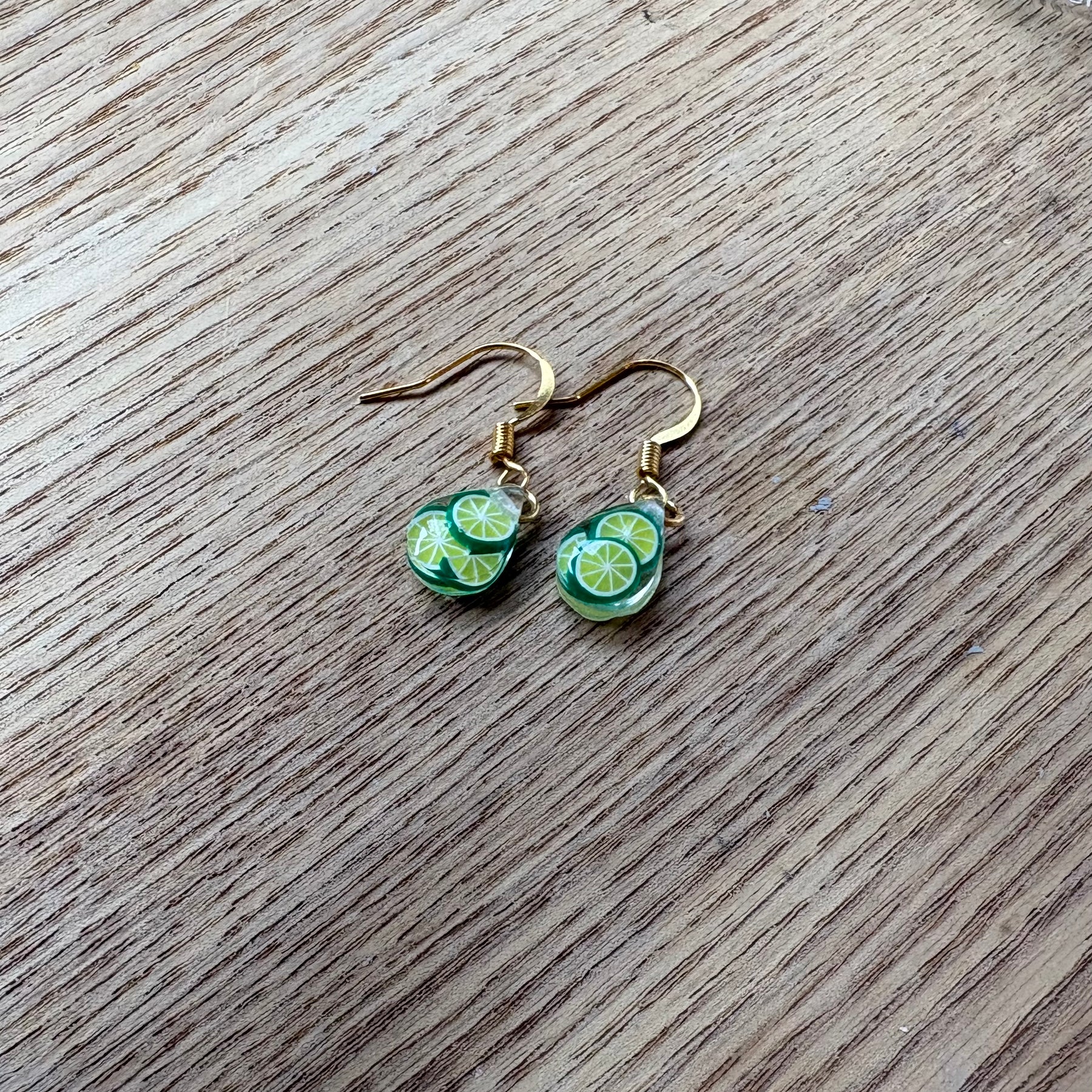 Small Teardrop Resin Earrings- lime