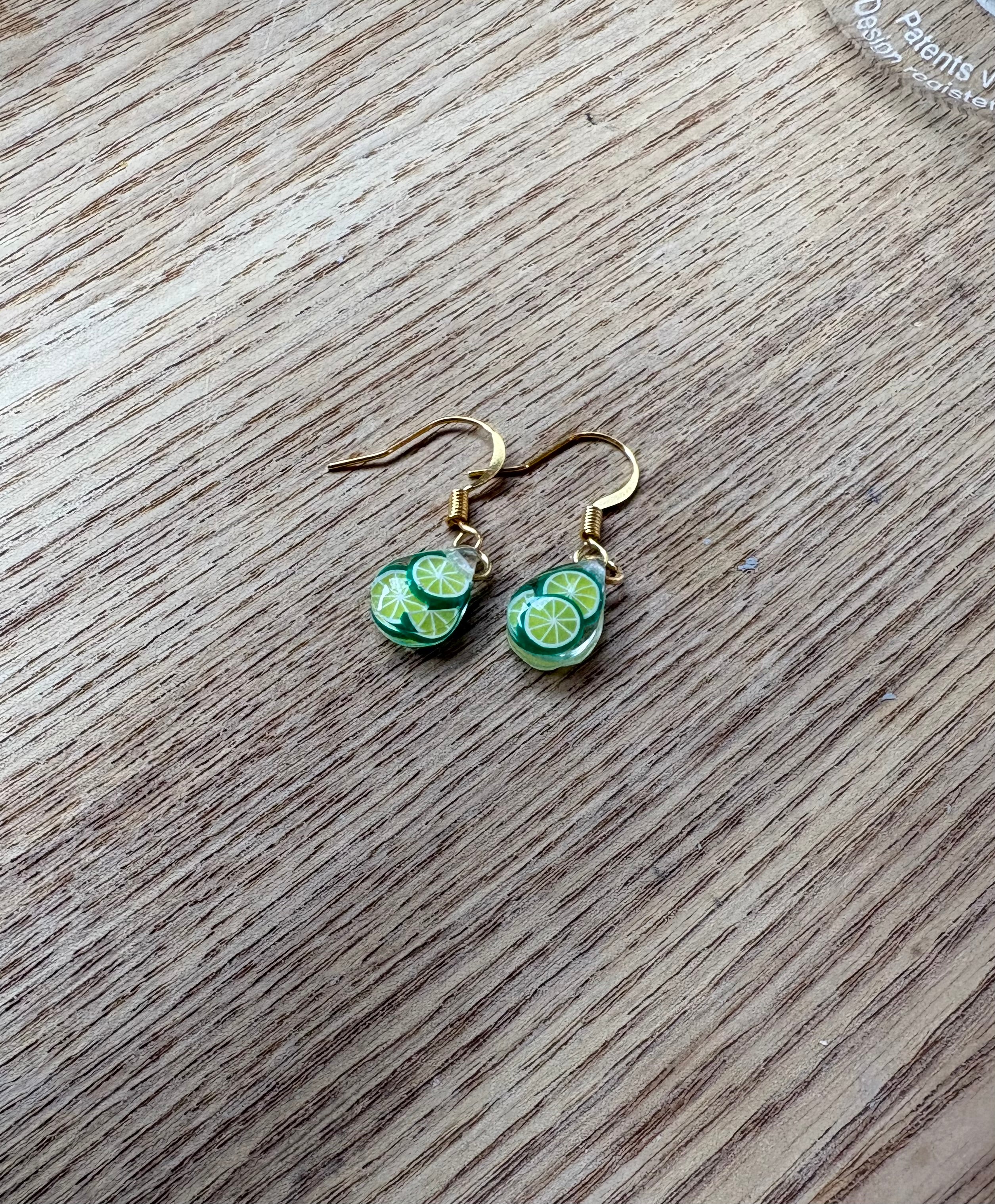 Small Teardrop Resin Earrings- lime