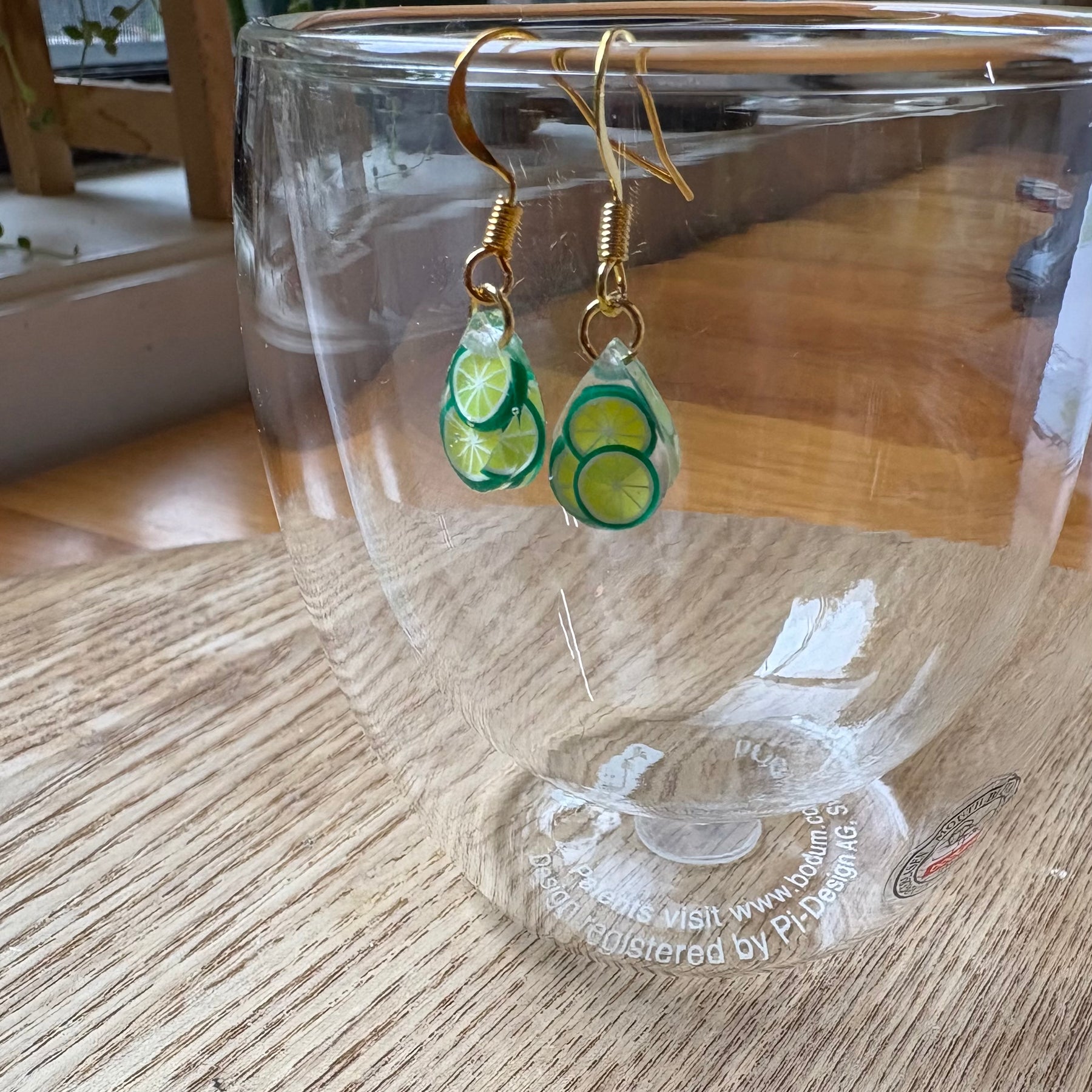 Small Teardrop Resin Earrings- lime