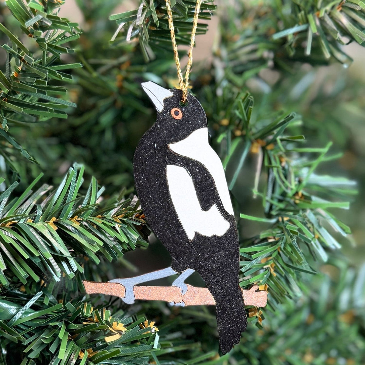 Magpie Hand Painted Australiana Christmas Decoration