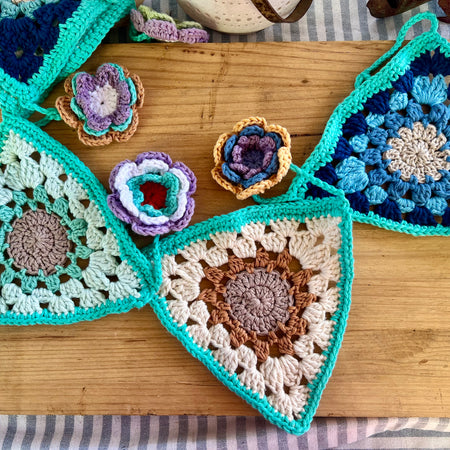 Coastal Crochet Bunting Garland - Handmade Cotton Nursery & Beach Cottage Decor
