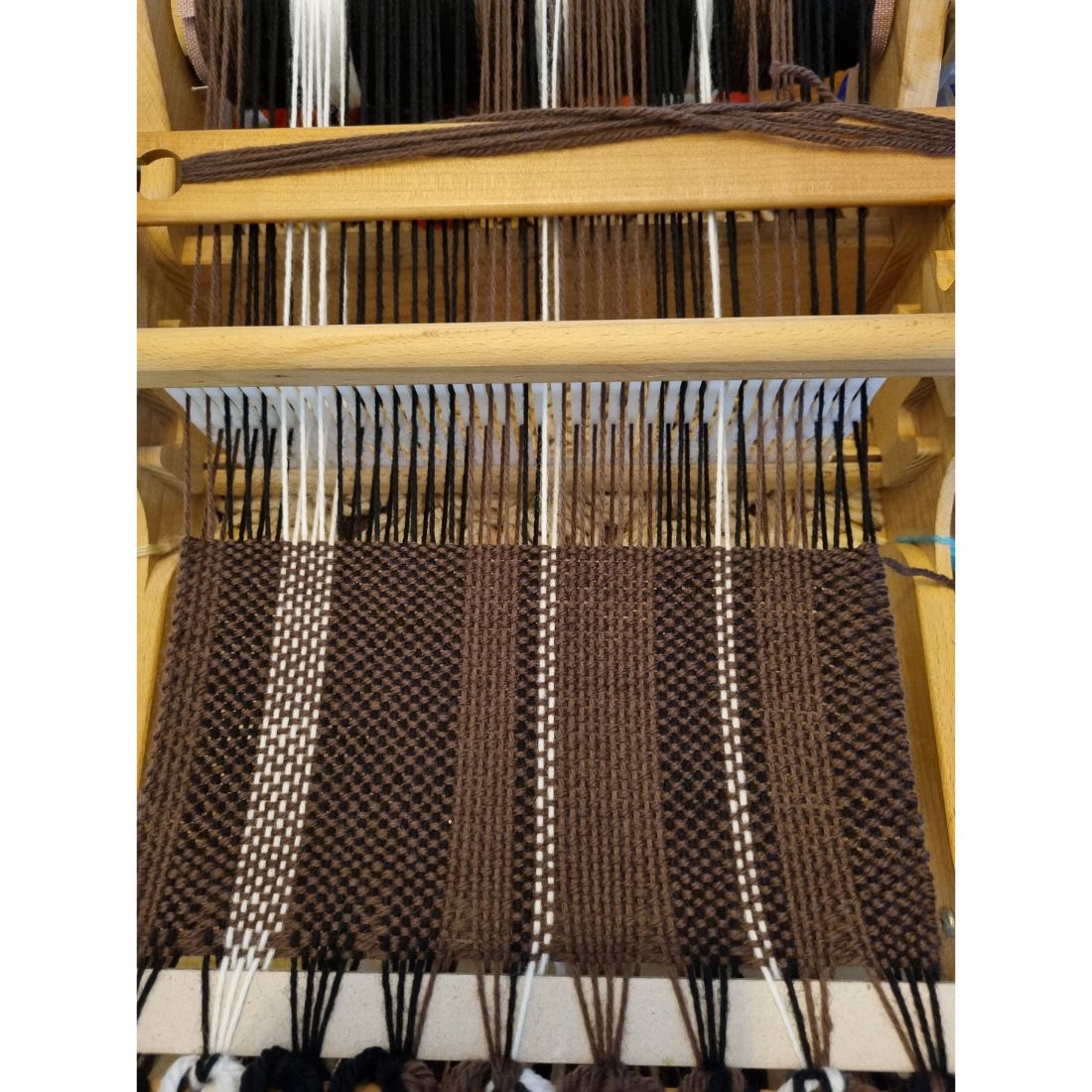 Traditional handwoven monochrome and brown scarf
