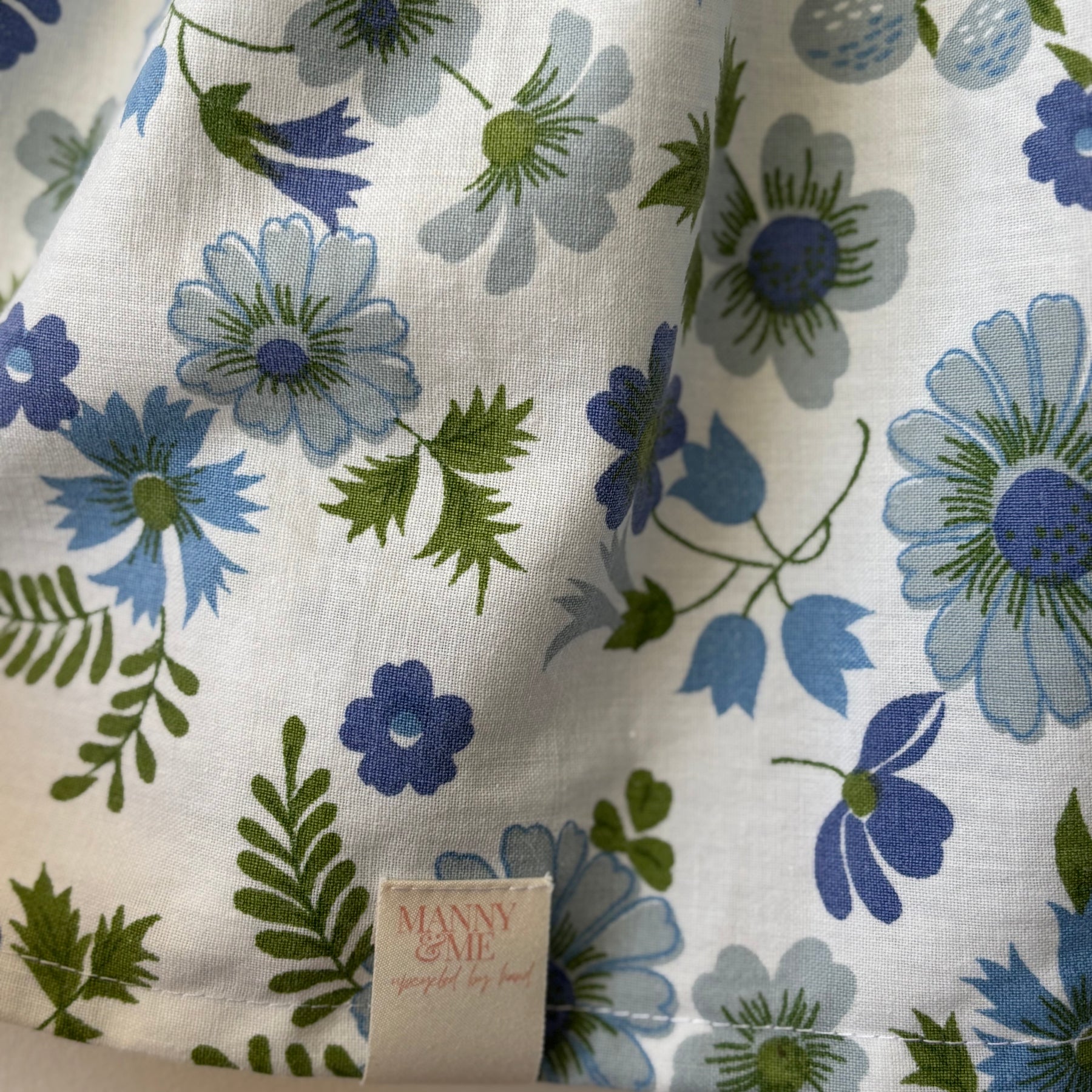 Upcycled Babydoll Top | Denim & Blue Floral Size 16