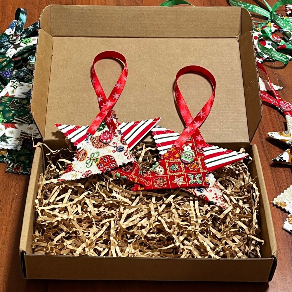 Handmade | Fabric Christmas Decorations | pack of 5 | Red