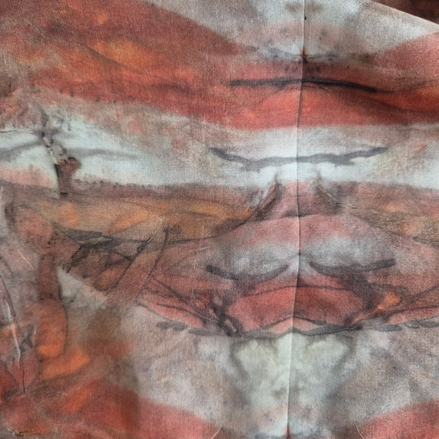 Silk scarf ecoprinted eucalyptus leaves