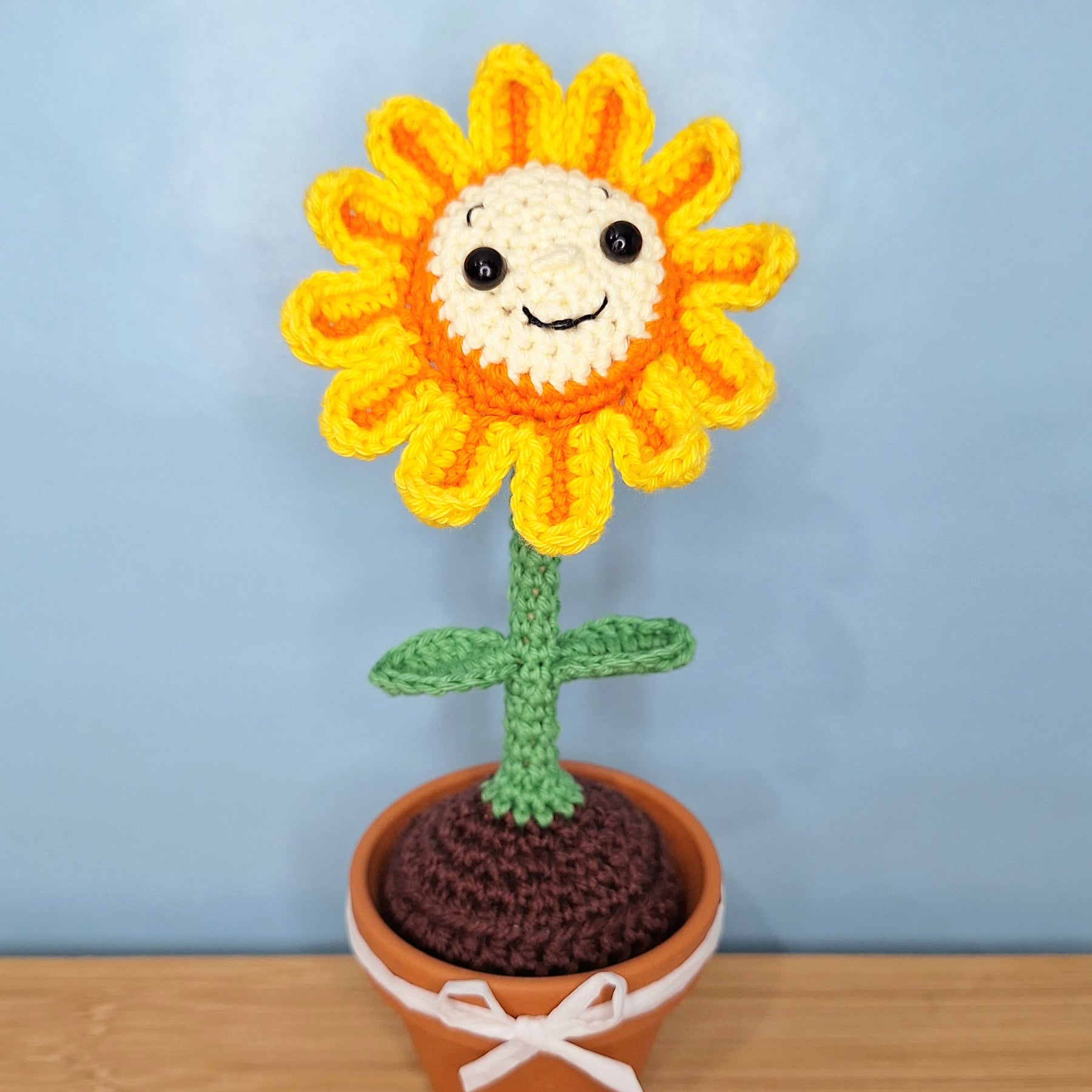 Happy Daisy Crocheted Flower in  Terracotta Pot