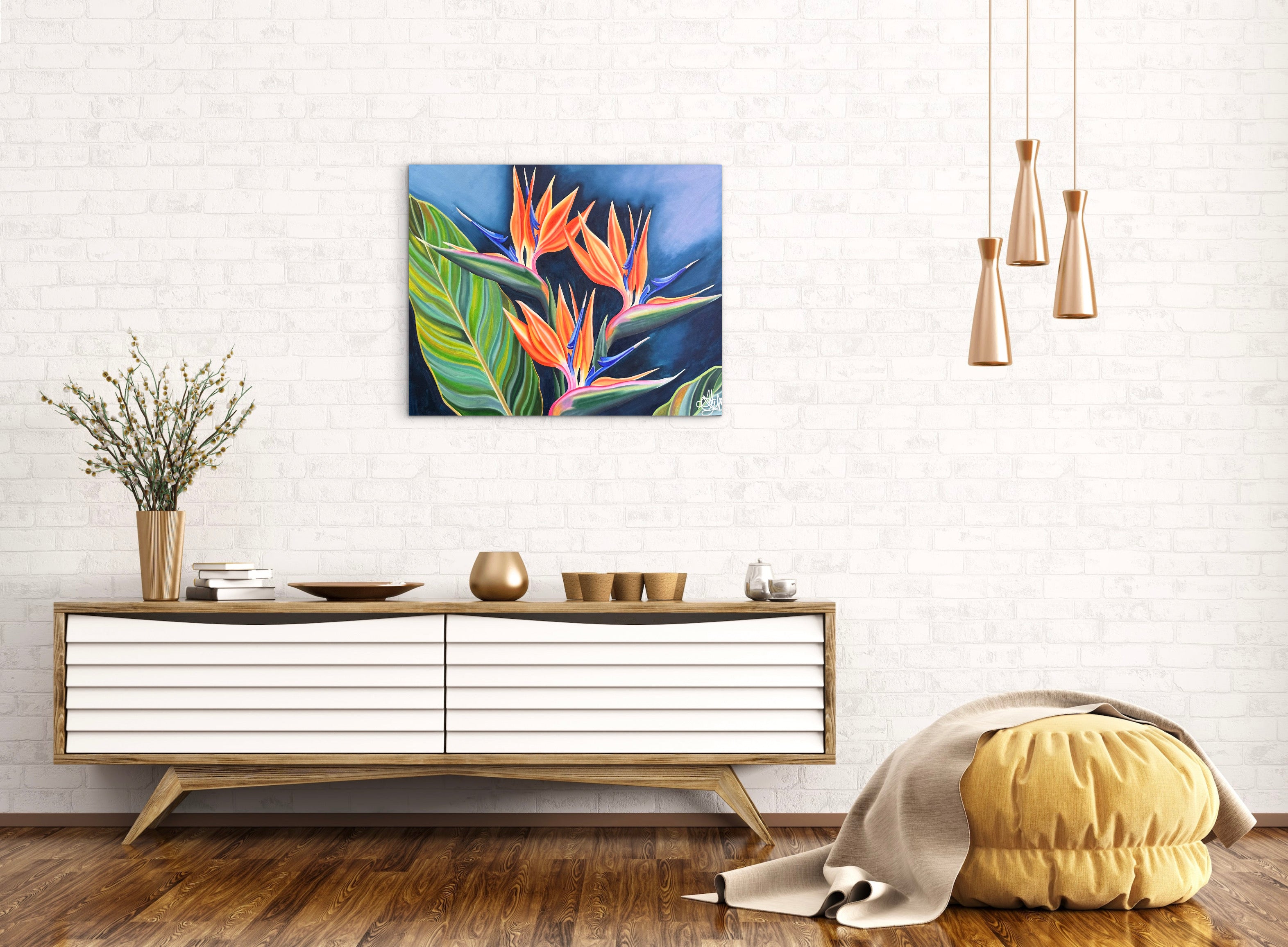 Tropical Radiance - Bird of Paradise Original Oil Painting - Hand Painted