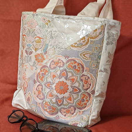 Kimono small Tote Bag - Cream, Pink