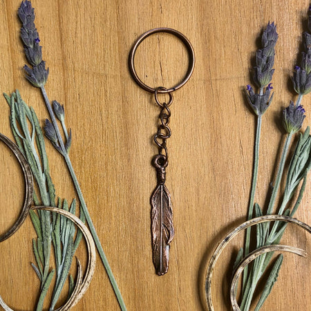 Immortalised Mudlark feather key chain