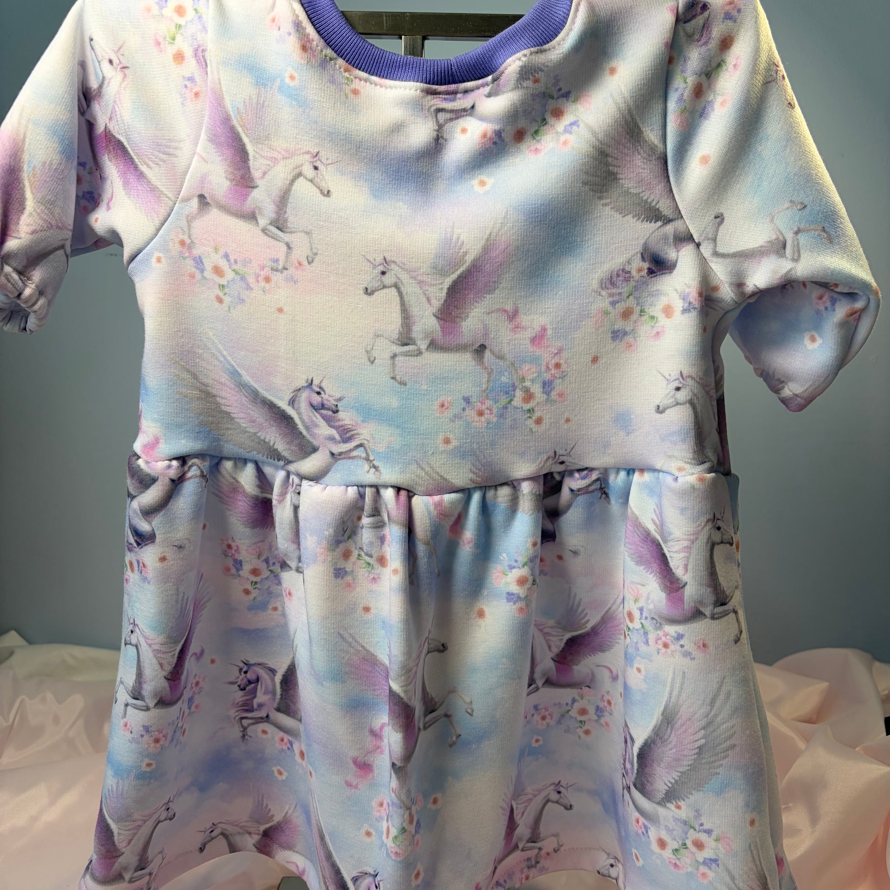 “Handmade Unicorn Dress | Long Sleeve Baby & Toddler Dress | Magical Winter Twirl Dress Size 12-18 months