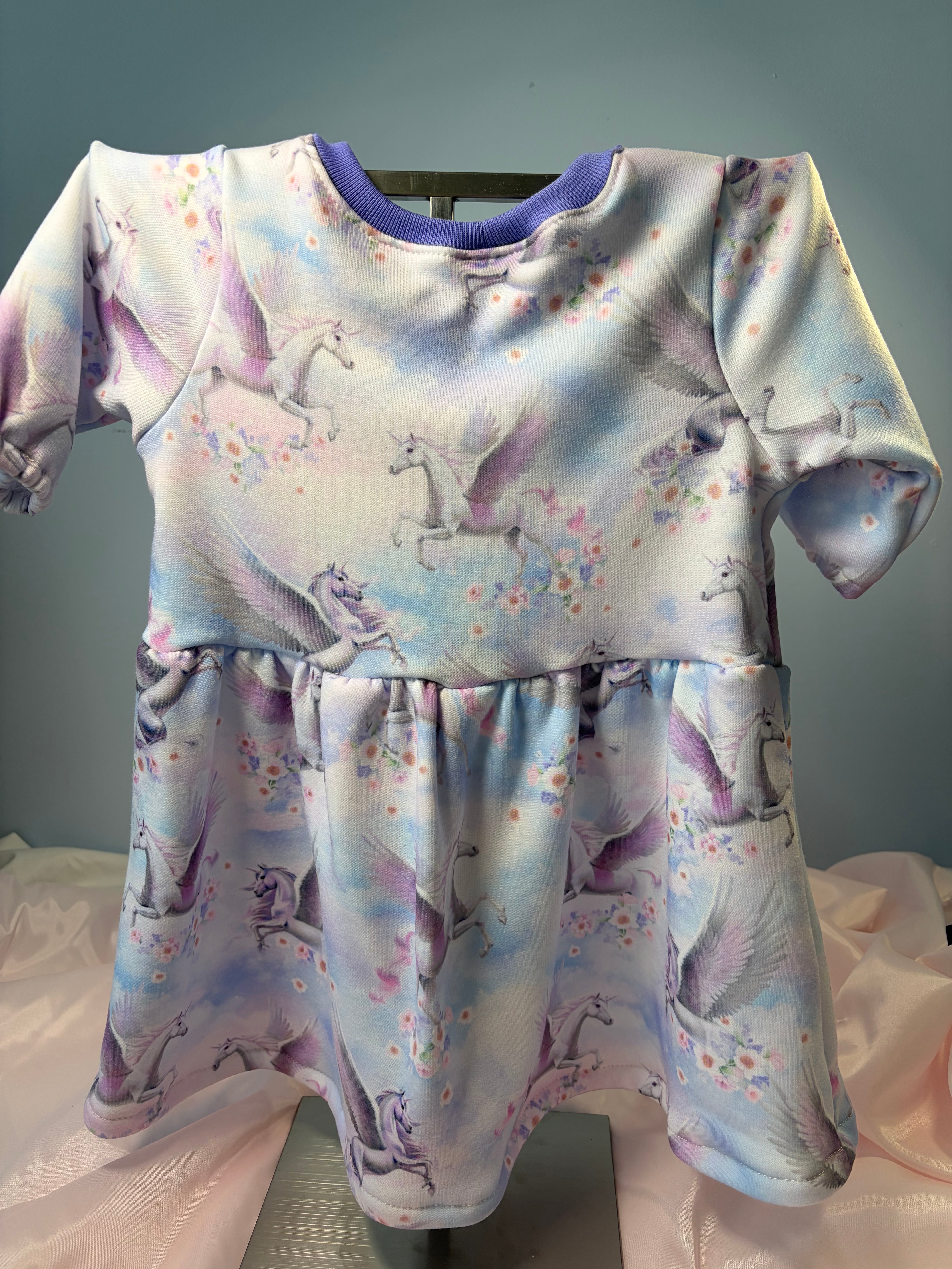 “Handmade Unicorn Dress | Long Sleeve Baby & Toddler Dress | Magical Winter Twirl Dress Size 12-18 months