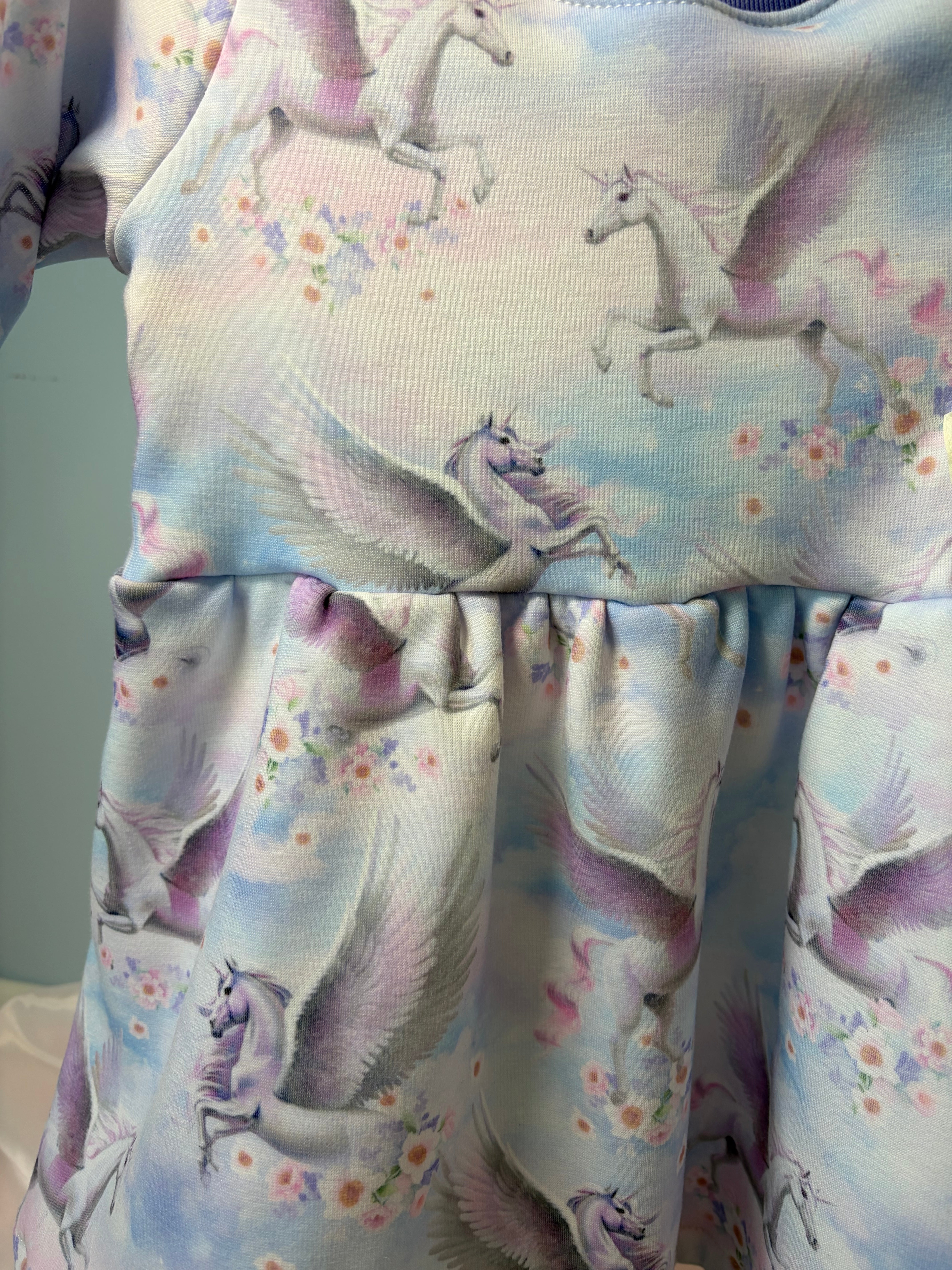 “Handmade Unicorn Dress | Long Sleeve Baby & Toddler Dress | Magical Winter Twirl Dress Size 12-18 months
