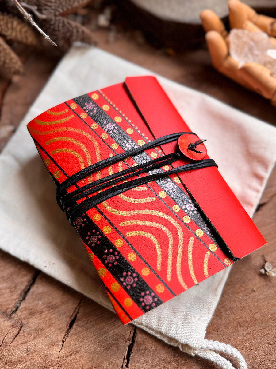 Red/Black Handpainted Leather A6 Journal