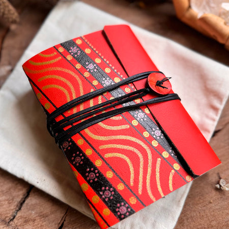 Red/Black Handpainted Leather A6 Journal