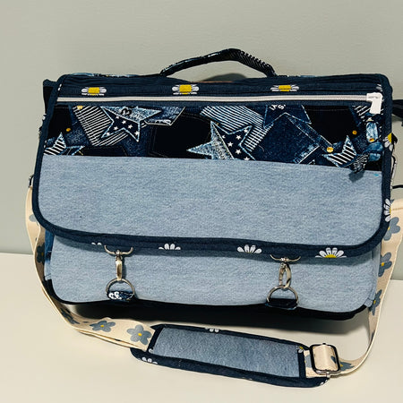 Upcycled Denim Messenger/Computer Bag