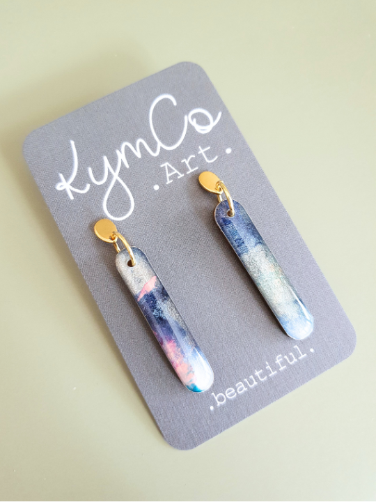 The Bubblegum Sky Collection | Resin art jewellery | Small and medium dangle earrings