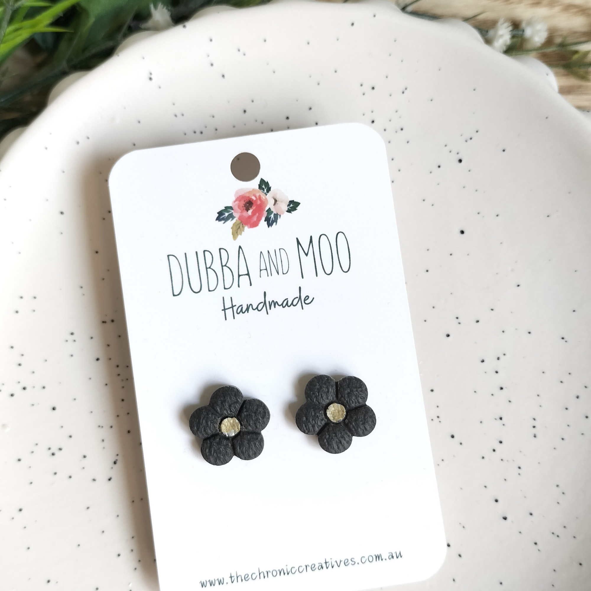 Puffy Textured Flower Polymer Clay Studs - Assorted Colours