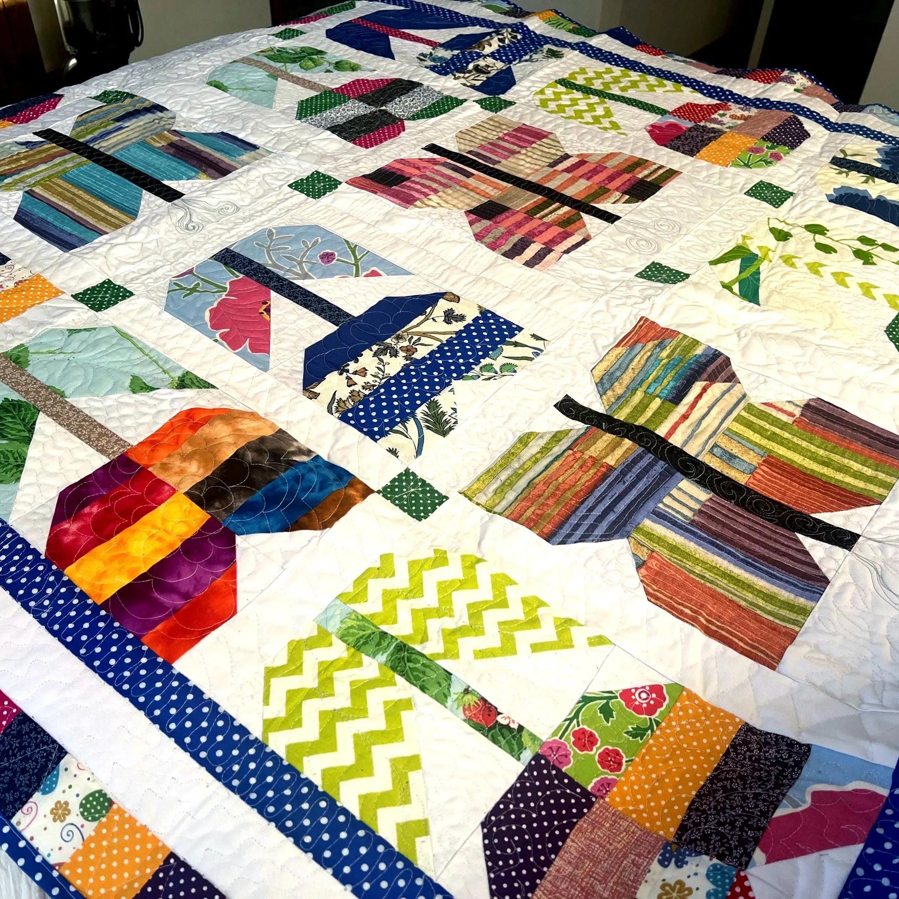 Handmade Butterfly Quilt: Floral Patchwork Cotton Bedding soft cozy blanket
